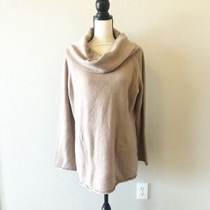 Buckle Black Sweater Womens XL Cowl Neck Tan Neutral Chunky Knit Oversize